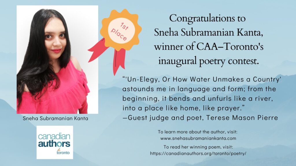 Winner, Canadian Authors Association - Toronto Poetry Prize