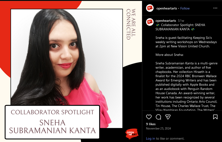 Workshop Leader for "The Lake Effect" from Open Hearts Theatre, Hamilton